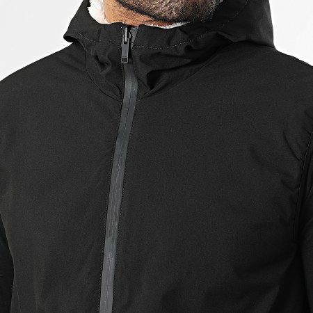 John H - Chaqueta Capucha Zippée Piel Sintética Sin Mangas 02 Beige Claro Negro Reversible