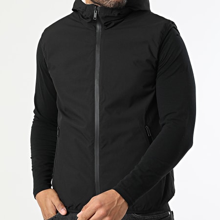 John H - Chaqueta Capucha Zippée Piel Sintética Sin Mangas 02 Beige Claro Negro Reversible