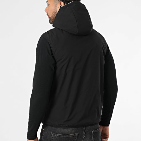 John H - Chaqueta Capucha Zippée Piel Sintética Sin Mangas 02 Beige Claro Negro Reversible