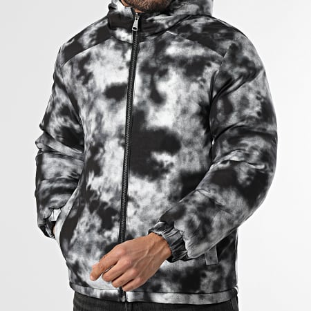 John H - Plumífero con capucha reversible 05 Negro Gris