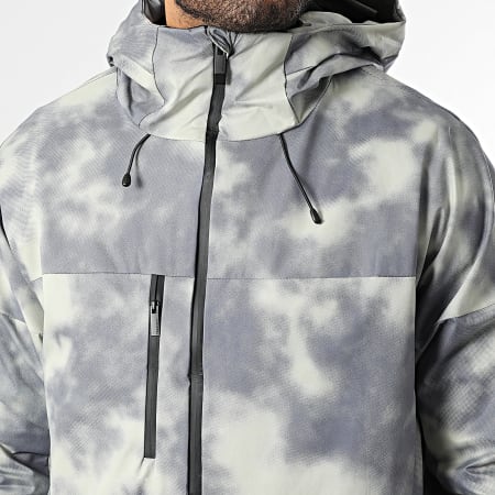 John H - Parka con capucha 016 Gris Antracita Verde Caqui Claro