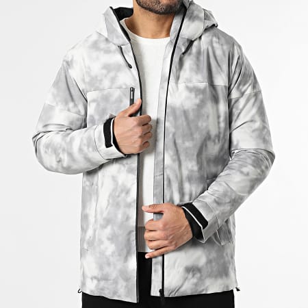 John H - Parka con capucha 016 Gris Blanco