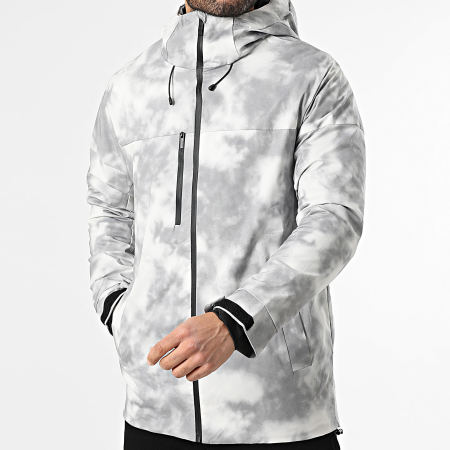 John H - Parka con capucha 016 Gris Blanco