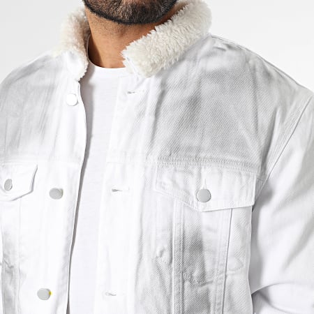 John H - Chaqueta vaquera con cuello de borreguito 801 Blanco