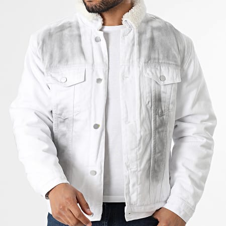 John H - Chaqueta vaquera con cuello de borreguito 801 Blanco