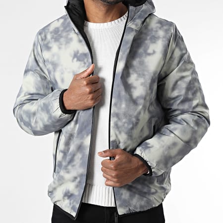 John H - Parka con Capucha 12 Gris Antracita Verde Claro