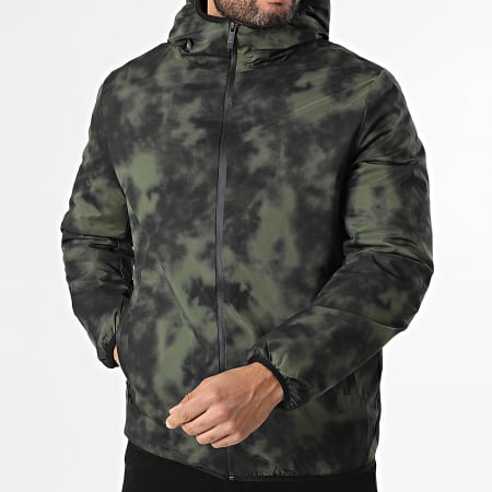 John H - Parka con capucha 12 Verde Kaki Negro