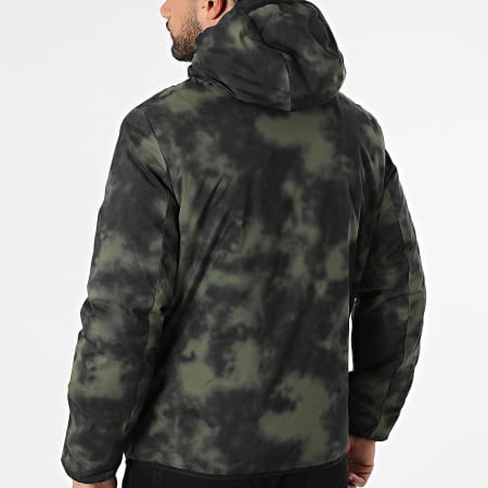 John H - Parka con capucha 12 Verde Kaki Negro