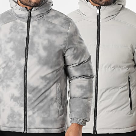 John H - Plumífero con capucha reversible 05 gris