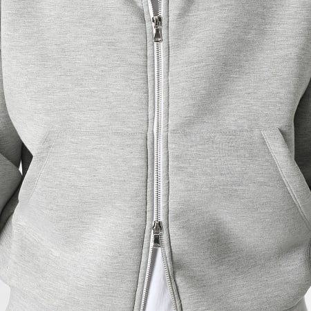 LBO - Zipper Hoodie met Neopreen Effect 2376 Grijs Gemêleerd