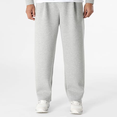 LBO - Co-ord Set Hoodie Zipper En Broek Jogging Met Plits Effect Neopreen 2374 Grijs Gemêleerd