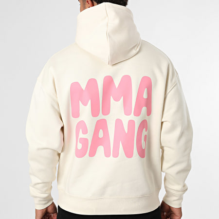 Sweat Capuche Relaxed MMA GANG Beige Noir Rose