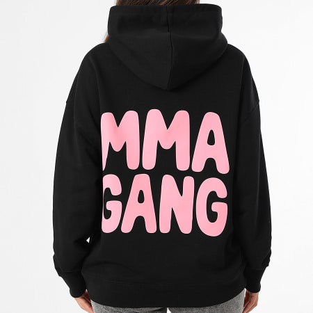 MMA GANG - Sweat Capuche Relaxed Femme MMA GANG Noir Blanc Rose