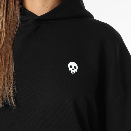 MMA GANG - Sweat Capuche Relaxed Femme MMA GANG Noir Blanc Rose