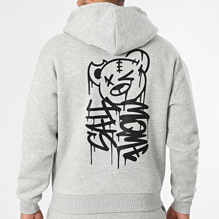 Sale Môme Paris - Ensemble De Survêtement Nounours Dripping Graffiti Gris Chiné Noir