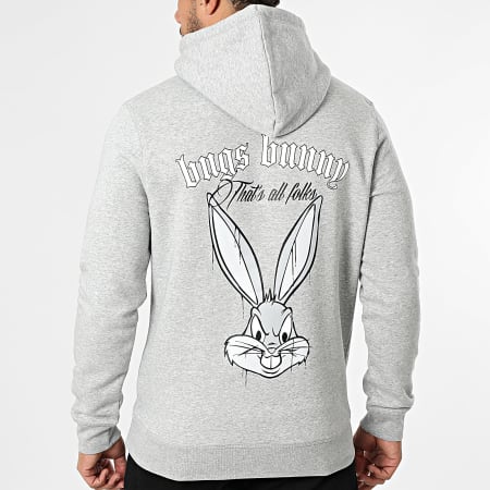 Looney Tunes - Sweat Capuche Badge Rond Big Back Bugs Bunny Gris Chiné