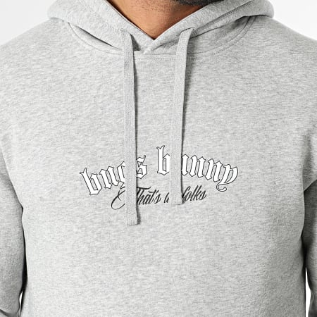 Looney Tunes - Sweat Capuche Badge Rond Big Back Bugs Bunny Gris Chiné