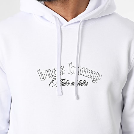 Looney Tunes - Sweat Capuche Badge Rond Big Back Bugs Bunny Blanc