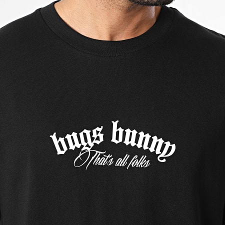 Looney Tunes - Tee Shirt Oversize Badge Rond Front Back Bugs Bunny Noir