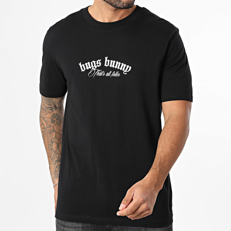 Looney Tunes - Tee Shirt Oversize Badge Rond Front Back Bugs Bunny Noir