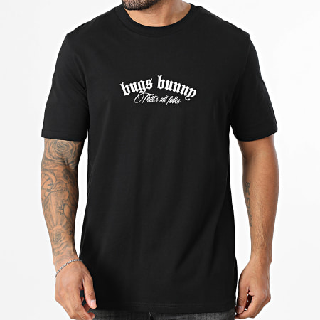 Looney Tunes - Tee Shirt Oversize Badge Rond Front Back Bugs Bunny Noir