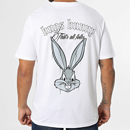 Looney Tunes - Tee Shirt Oversize Badge Rond Front Back Bugs Bunny Blanc