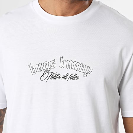 Looney Tunes - Tee Shirt Oversize Badge Rond Front Back Bugs Bunny Blanc