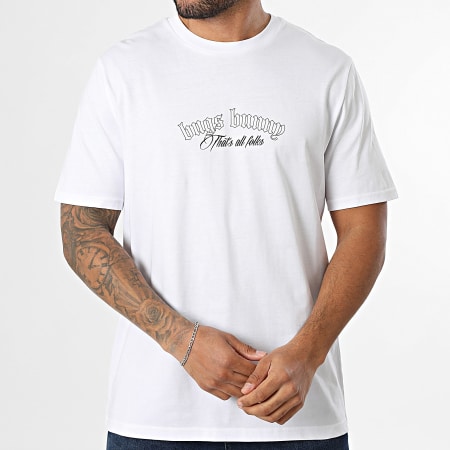 Looney Tunes - Tee Shirt Oversize Badge Rond Front Back Bugs Bunny Blanc