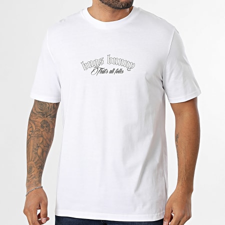 Looney Tunes - Tee Shirt Oversize Badge Rond Front Back Bugs Bunny Blanc