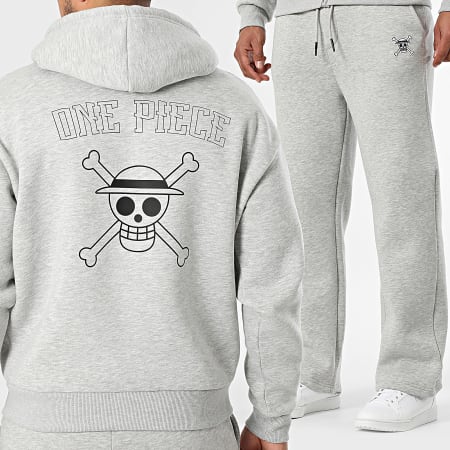 One Piece - Conjunto De Chándal Badge Gris Jaspeado