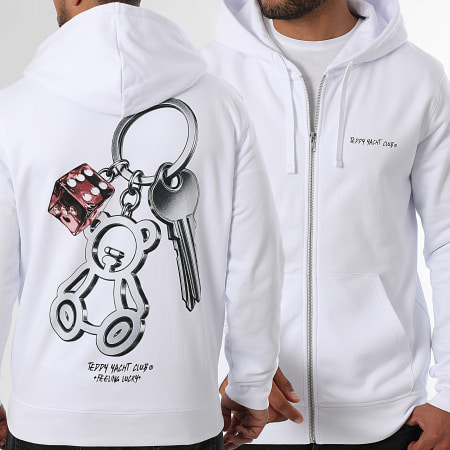 Teddy Yacht Club - Sudadera Zippé Capuche Feeling Lucky Blanco