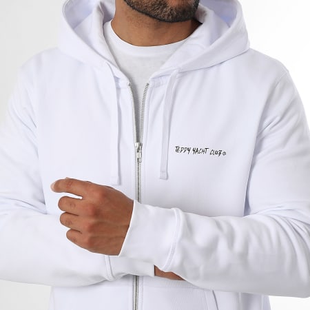 Teddy Yacht Club - Sudadera Zippé Capuche Feeling Lucky Blanco