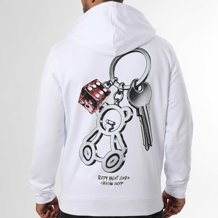 Teddy Yacht Club - Sudadera Zippé Capuche Feeling Lucky Blanco