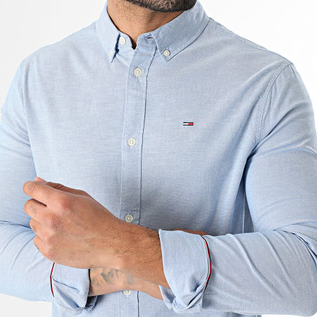 Tommy Jeans - Camisa de Manga Larga Slim Oxford 9594 Azul Claro Jaspeado