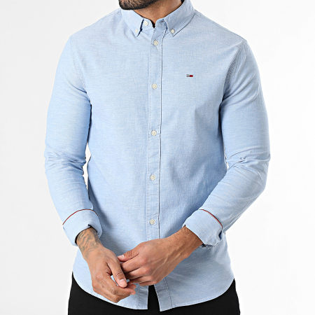 Tommy Jeans - Camisa de Manga Larga Slim Oxford 9594 Azul Claro Jaspeado