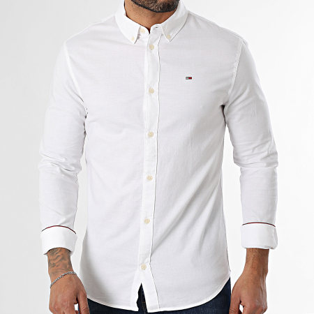 Tommy Jeans - Camisa de Manga Larga Slim Oxford 9594 Blanco