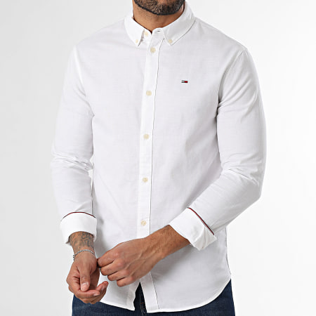 Tommy Jeans - Camisa de Manga Larga Slim Oxford 9594 Blanco
