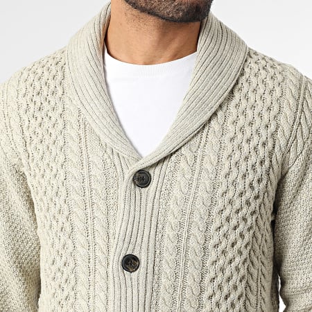 Jack And Jones - Cárdigan Paul Shawl Beige Claro Jaspeado