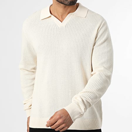 Jack And Jones - V-Neck Textured Sweater Greene Light Beige