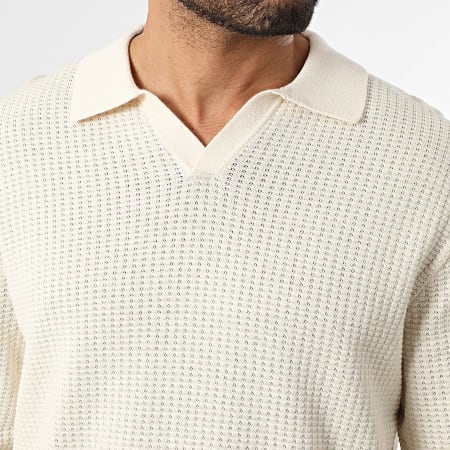 Jack And Jones - V-Neck Textured Sweater Greene Light Beige