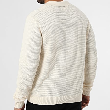 Jack And Jones - V-Neck Textured Sweater Greene Light Beige