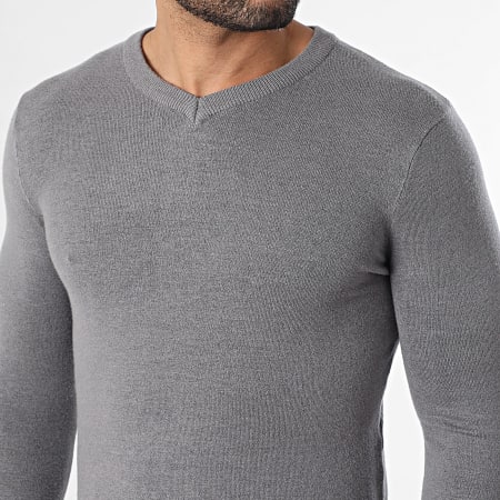 Paname Brothers - Jersey Cuello V 01 Gris Anticino Mezlado