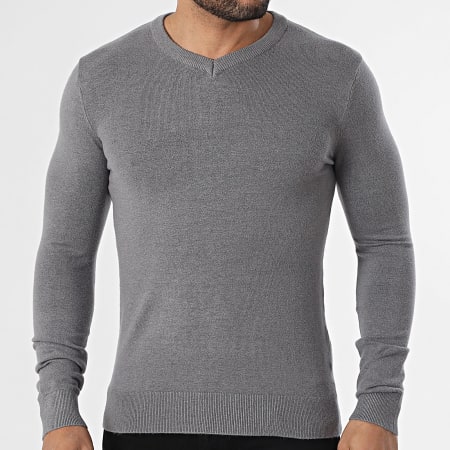 Paname Brothers - Jersey Cuello V 01 Gris Anticino Mezlado