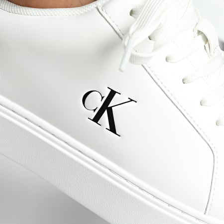 Calvin Klein - Zapatillas Classic Cupsole Laceup Leather 1361 Blanco Brillante Negro