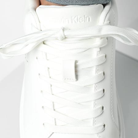 Calvin Klein - Zapatillas Classic Cupsole Laceup Leather 1361 Blanco Brillante Negro