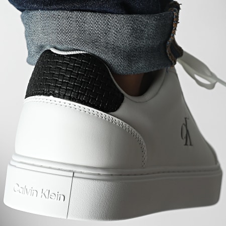 Calvin Klein - Zapatillas Classic Cupsole Laceup Leather 1361 Blanco Brillante Negro