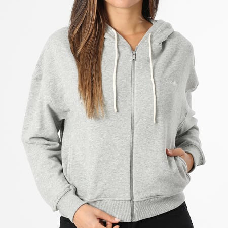 Calvin Klein - Sweat Zippé Capuche Femme 7513 Gris Chiné