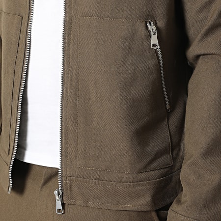 Frilivin - Conjunto Chaqueta con cremallera y Pantalón C49 Marrón