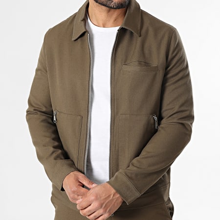 Frilivin - Conjunto Chaqueta con cremallera y Pantalón C49 Marrón