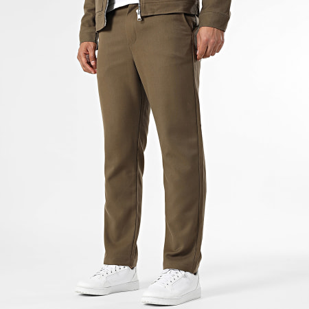 Frilivin - Conjunto Chaqueta con cremallera y Pantalón C49 Marrón